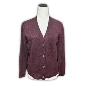 Old Navy Cardigan Button-Up Front Academia Style Long Sleeves Solid Burgundy XS